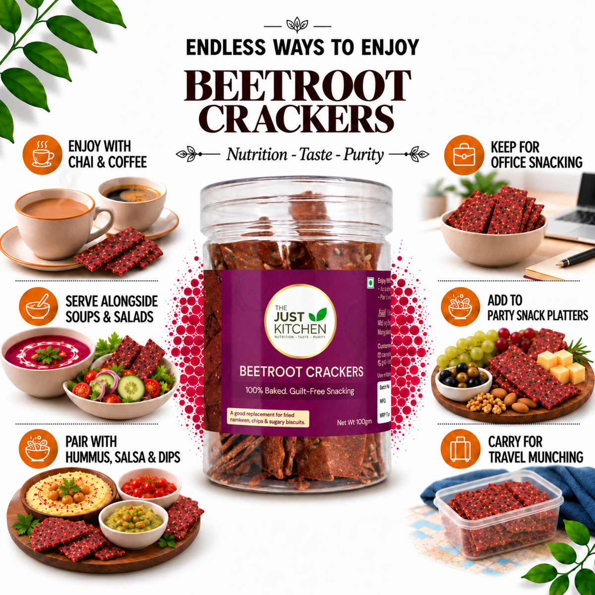 The Just Kitchen Beetroot Crackers 100 g