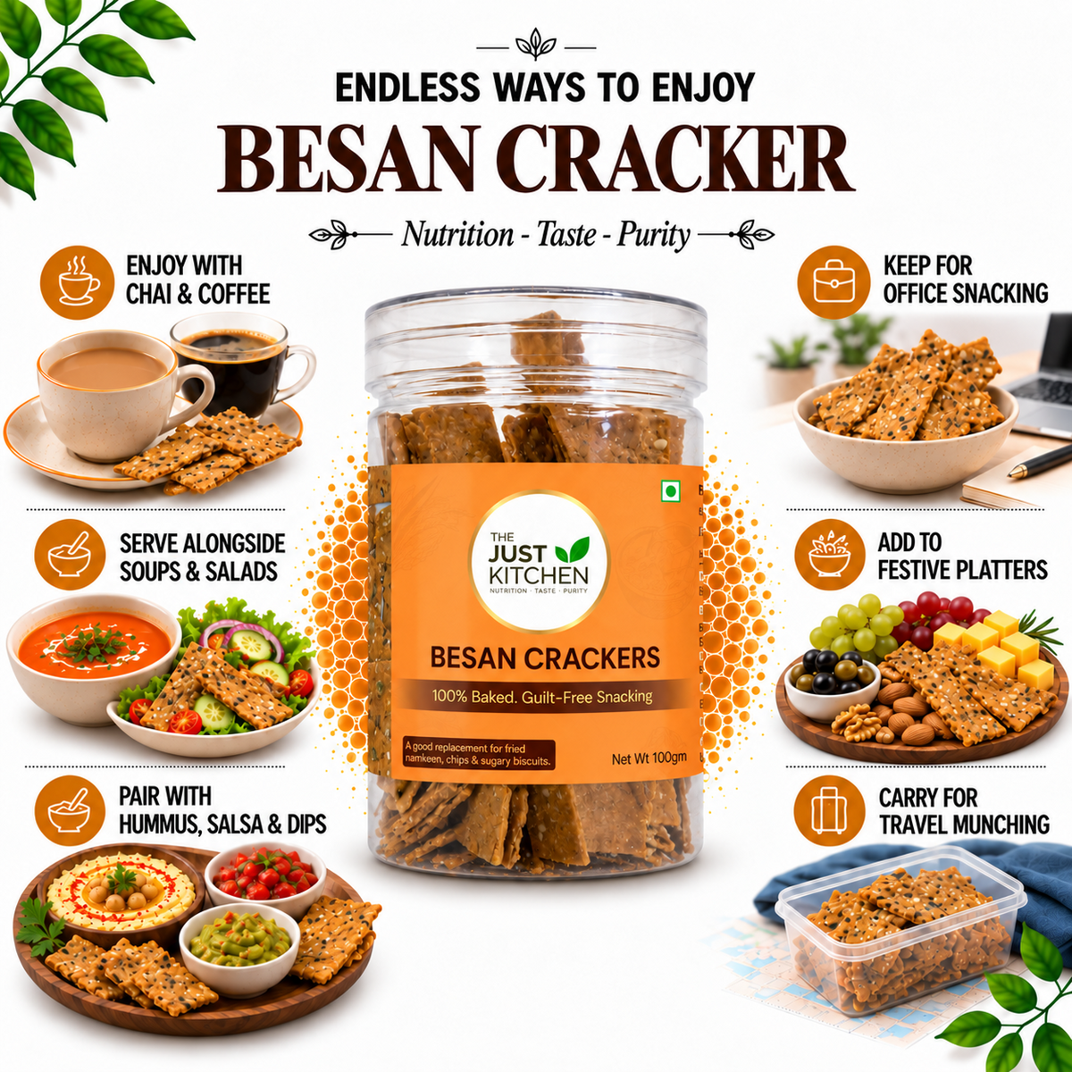 The Just Kitchen Besan Crackers 100 g