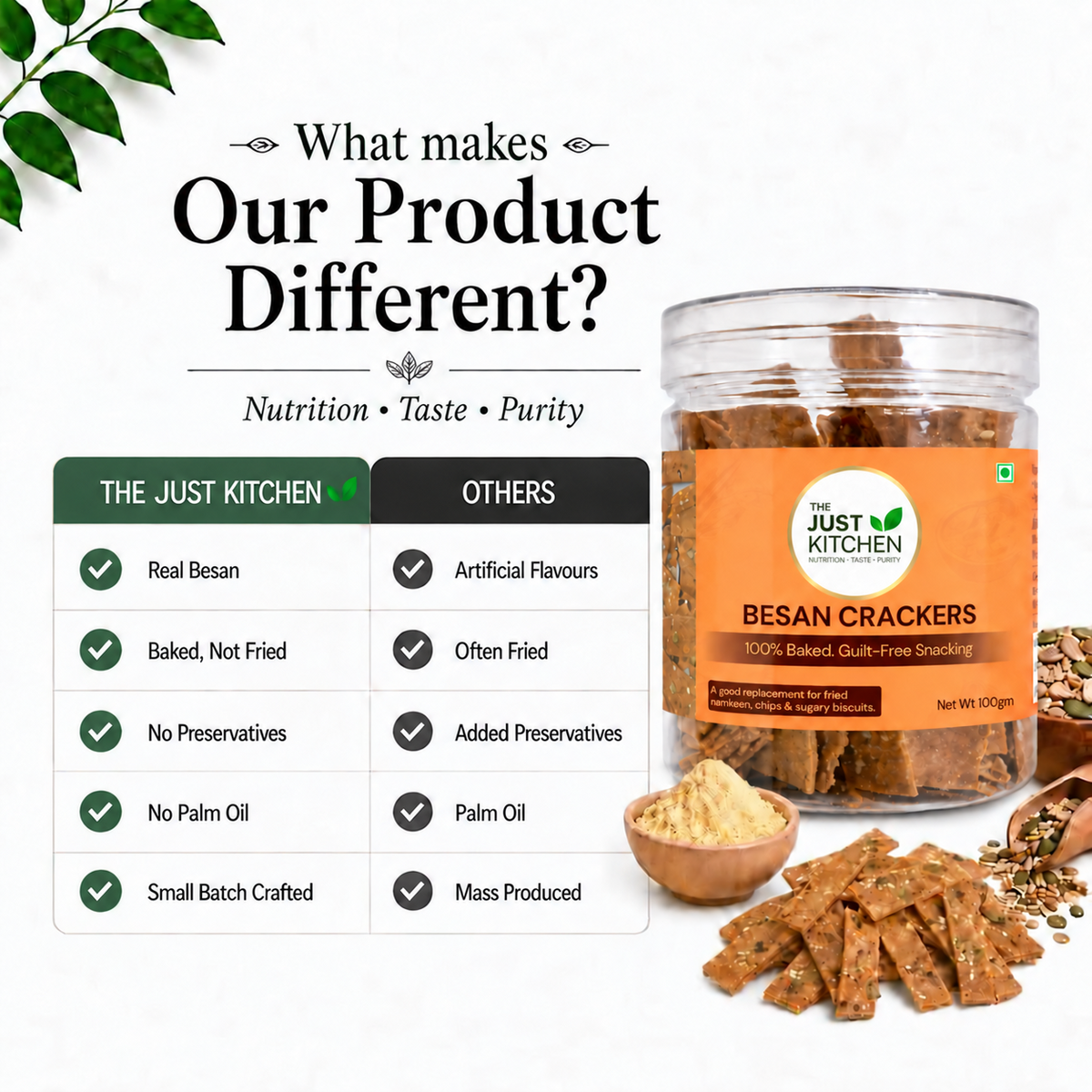 The Just Kitchen Besan Crackers 100 g