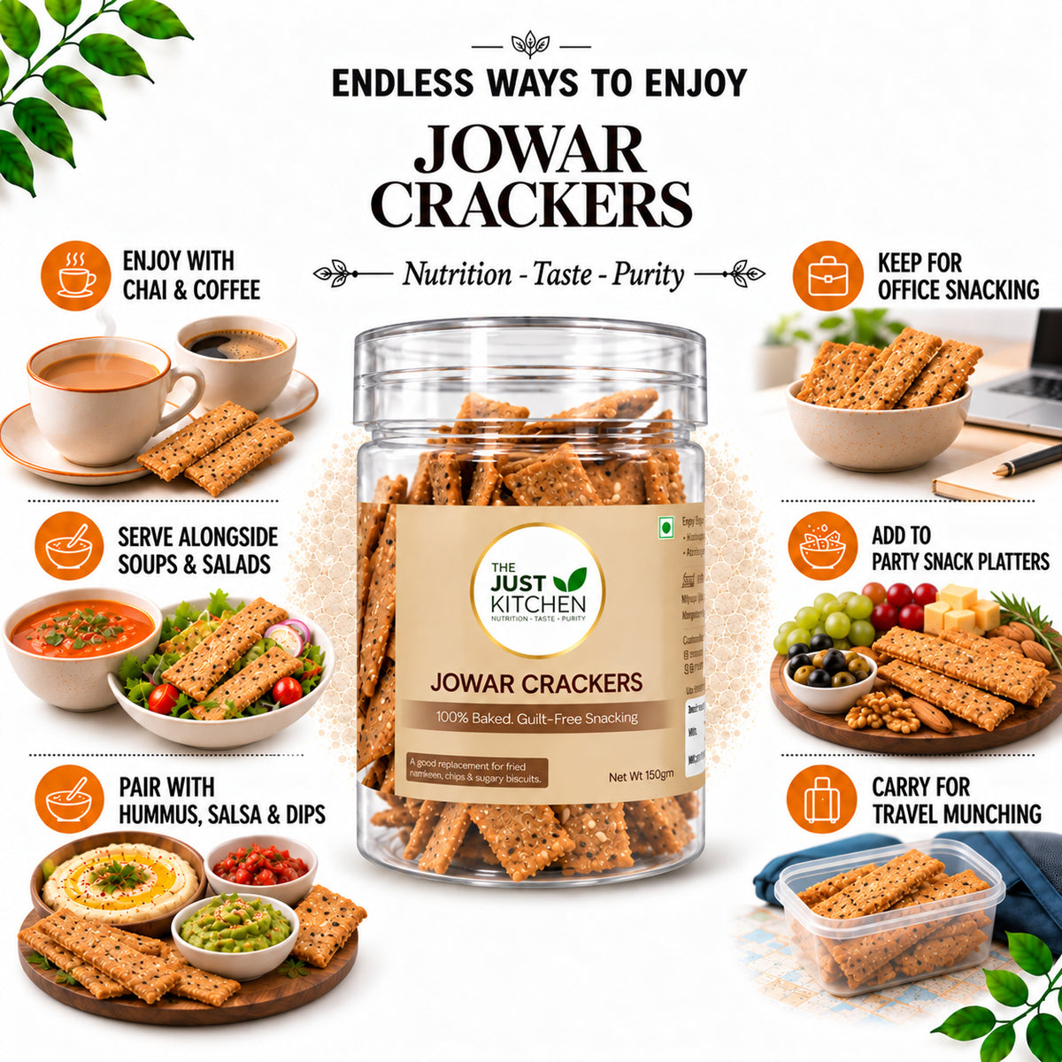 The Just Kitchen Jowar Crackers 150 g