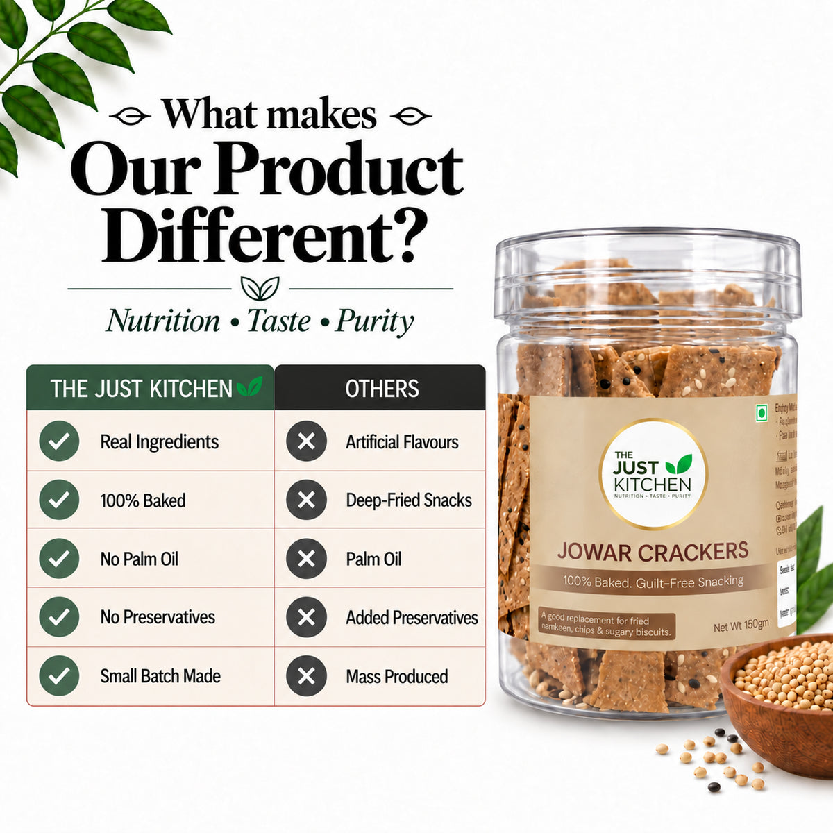 The Just Kitchen Jowar Crackers 150 g