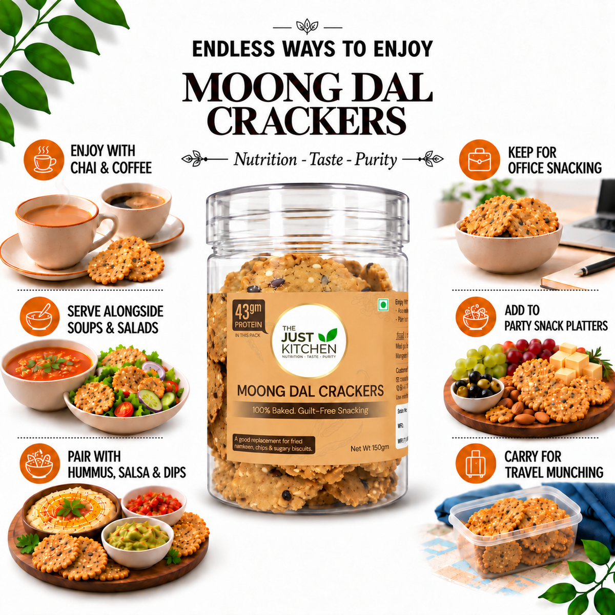 The Just Kitchen Moong Dal Crackers 150 g