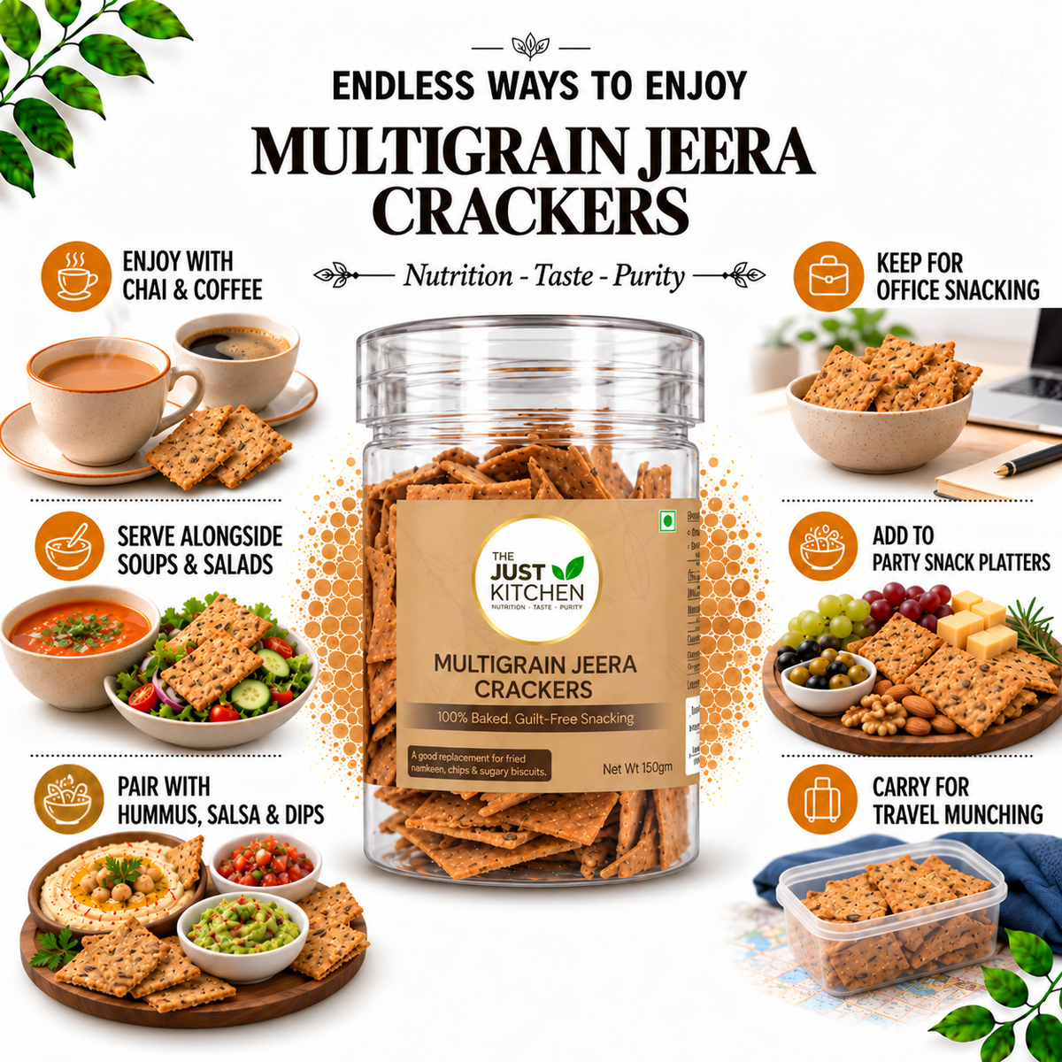 The Just Kitchen Multigrain Jeera Crackers 150 g