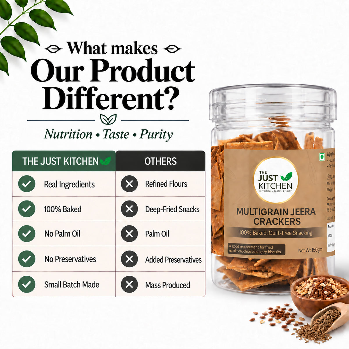The Just Kitchen Multigrain Jeera Crackers 150 g