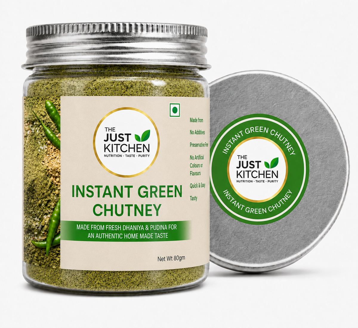 The Just Kitchen Instant Green Chutney Powder 80 g